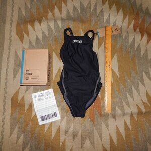 NWT Arena Girls 24 Black Powerskin St Next Classic Tech Swim Suit